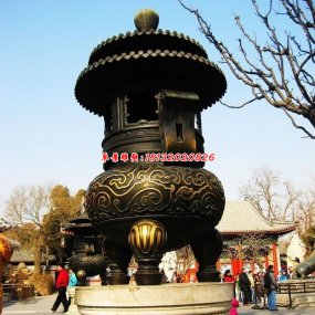 寺庙铜香炉雕塑