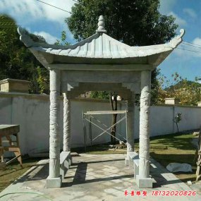 四角凉亭石雕