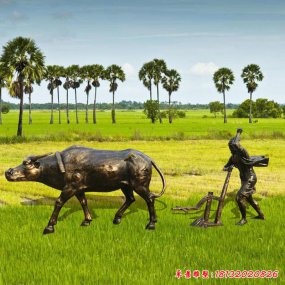 玻璃钢犁牛塑像